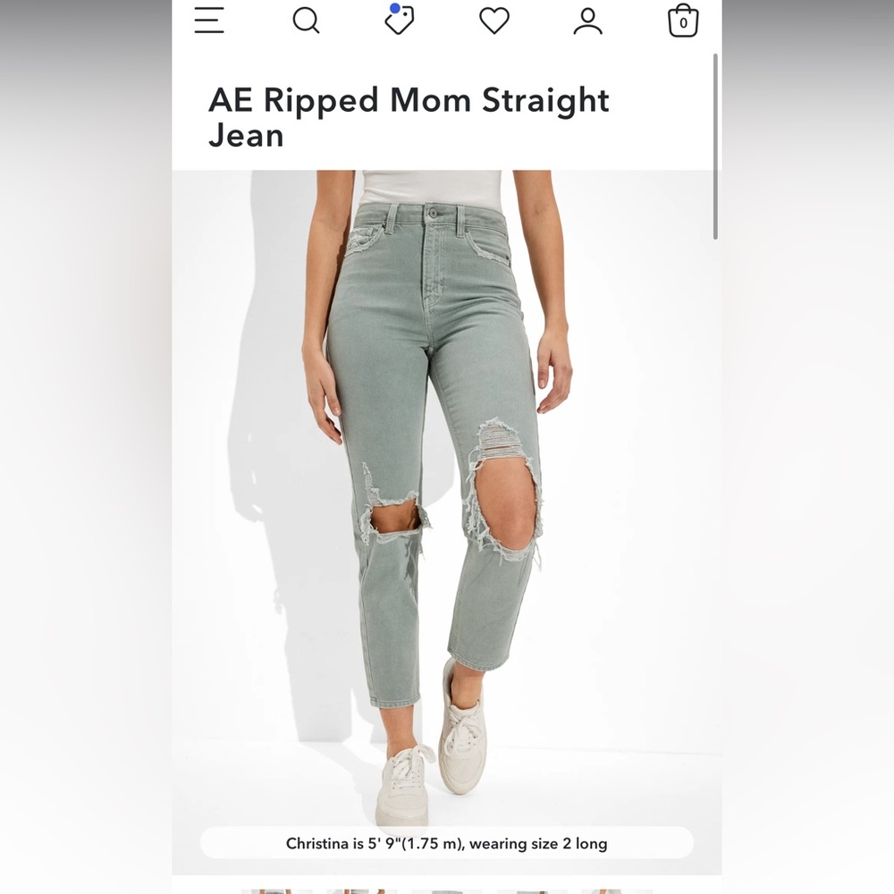 American Eagle Outfitters sage green Ankle Cropped Jeans